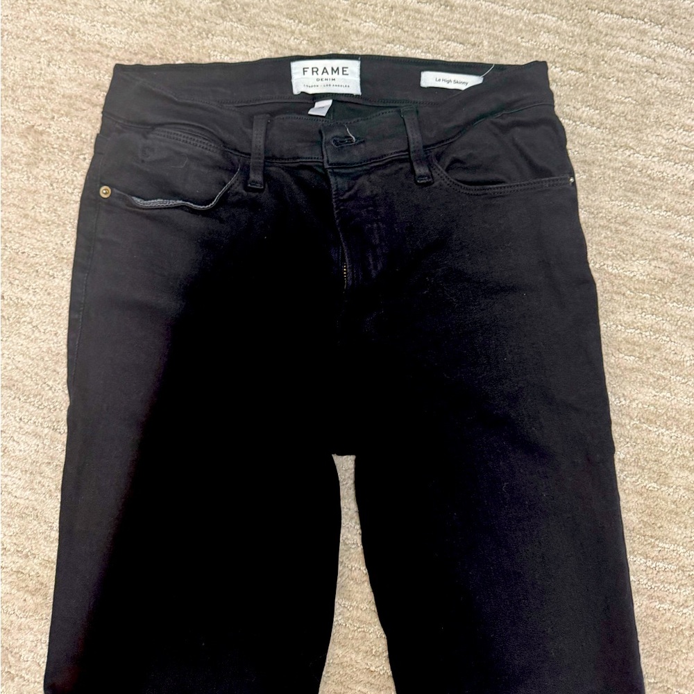 FRAME Women's Le High Skinny Black Jeans - Picture 5 of 10
